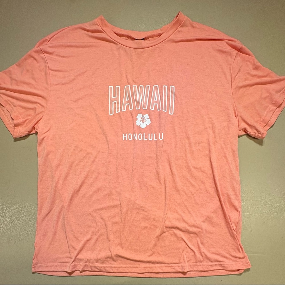 SHEIN Coral Hawaii Short Sleeve Tee